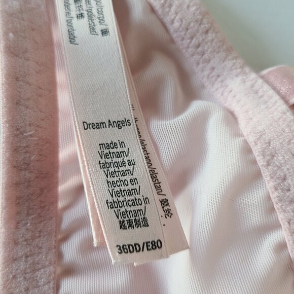 DREAM ANGELS VICTORIA'S SECRET-LILY EMBROIDERY PUSH-UP BRA -BLUSH PINK, 36DD - Picture 10 of 13